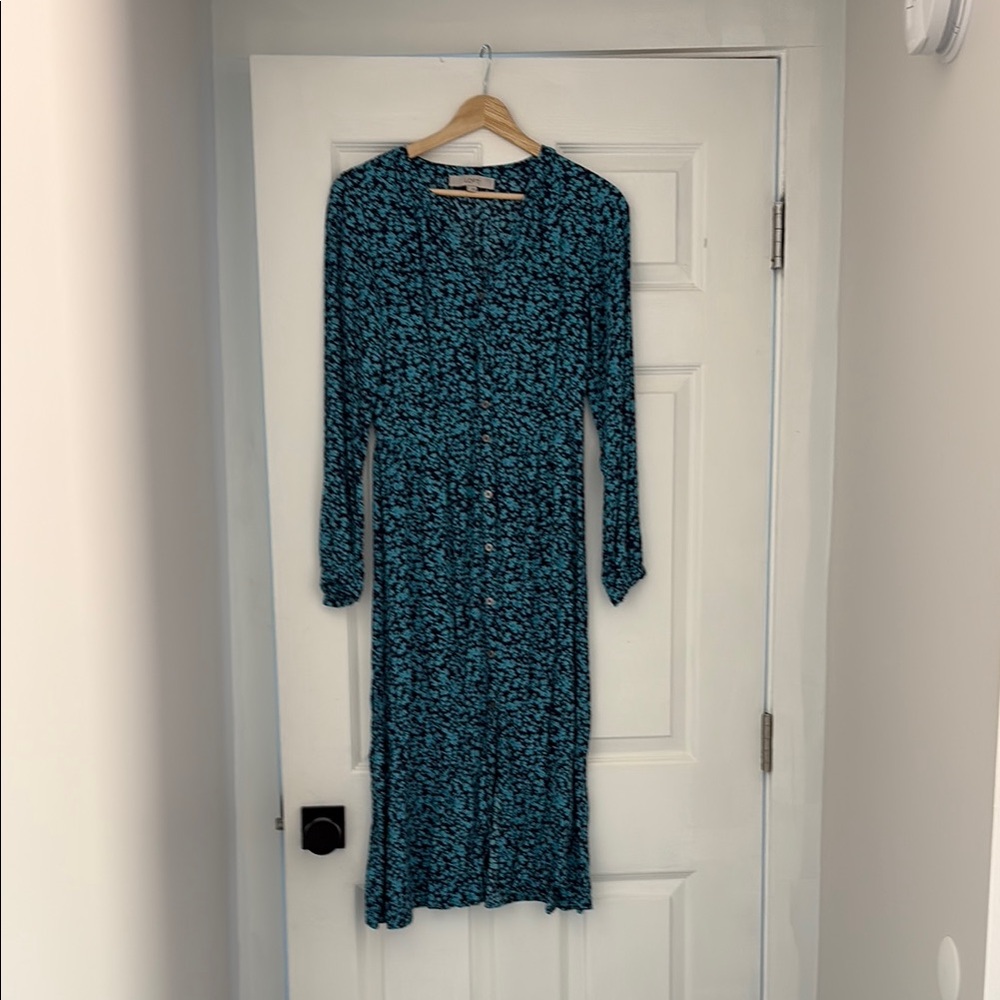 LOFT Blue Long Sleeve Sheath Dress